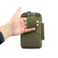 Outdoor Phone Carrying Case Pouch Nylon Crossbody Shoulder Cell Phone Holster Waist Belt Wallet Bag with Carabiner(Army Green)