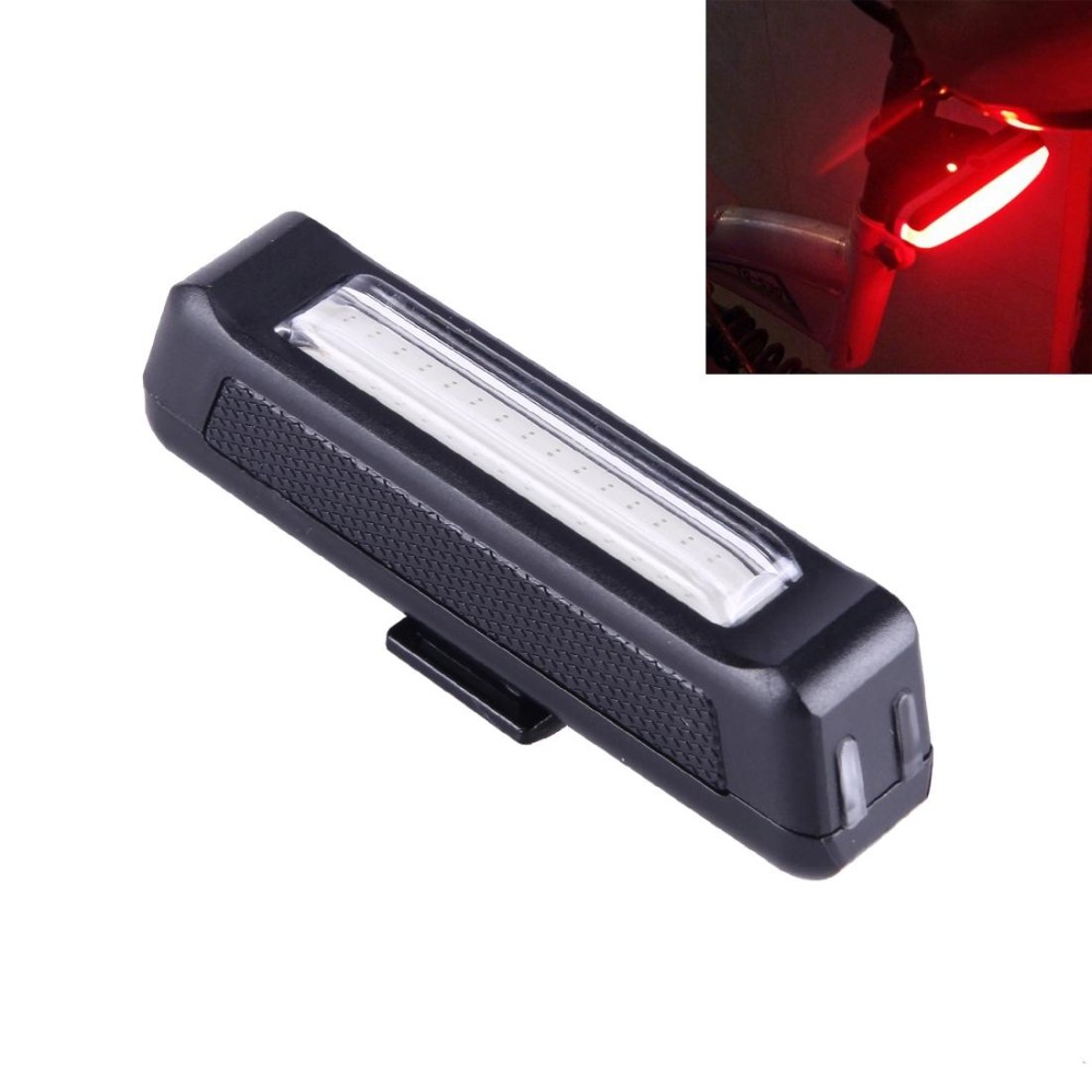RAYPAL RPL-2261 100LM Red Light COB LED USB Rechargeable 6 Modes Bicycle Rear Light Warning Light with Handlebar Mount
