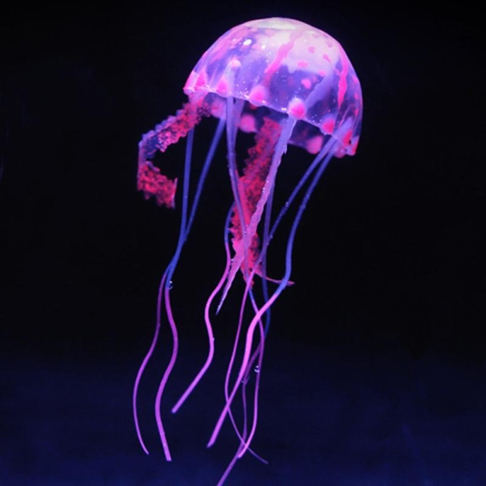 3 PCS Aquarium Articles Decoration Silicone Simulation Fluorescent Sucker Jellyfish, Size: 10*23cm(Pink)