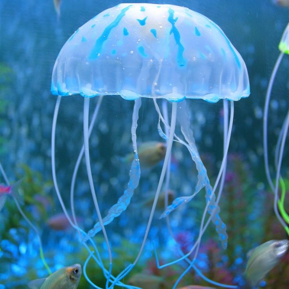 3 PCS Aquarium Articles Decoration Silicone Simulation Fluorescent Sucker Jellyfish, Size: 10*23cm(Blue)