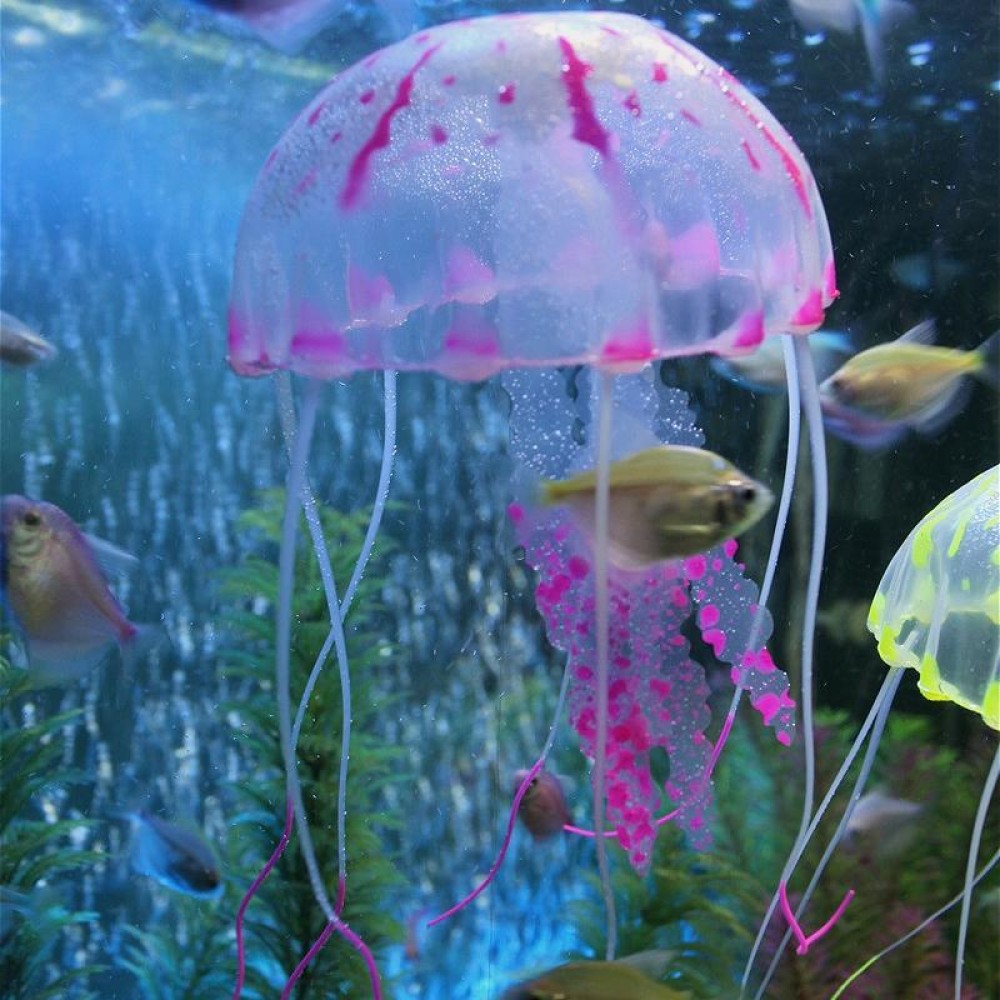 3 PCS Aquarium Articles Decoration Silicone Simulation Fluorescent Sucker Jellyfish, Size: 10*23cm(Purple)