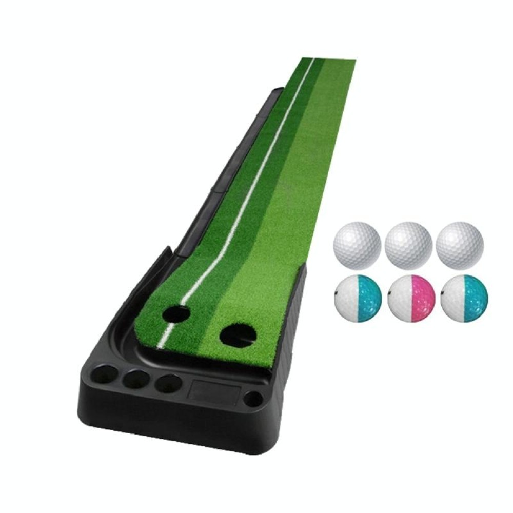 PGM Golf Putting Mat Push Rod Trainer 3m, with Three Soft Balls & Three Bicolor Balls & Auto Ball Return Fairway (Green)