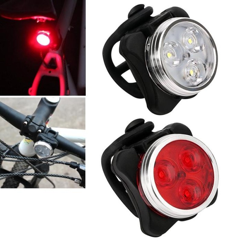 2 PCS HJ-03050LM COB Lamp Bead USB Charging Four-speed Dimming Waterproof Bicycle Headlight + Taillight Set