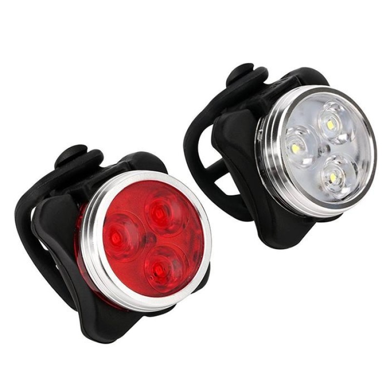 2 PCS HJ-03050LM COB Lamp Bead USB Charging Four-speed Dimming Waterproof Bicycle Headlight + Taillight Set