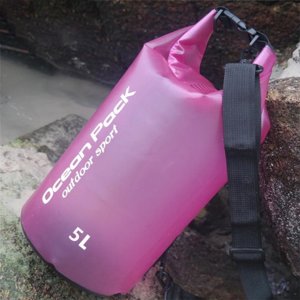 Outdoor Waterproof Single Shoulder Dry Bag Dry Sack PVC Barrel Bag, Capacity: 5L (Rose Red)