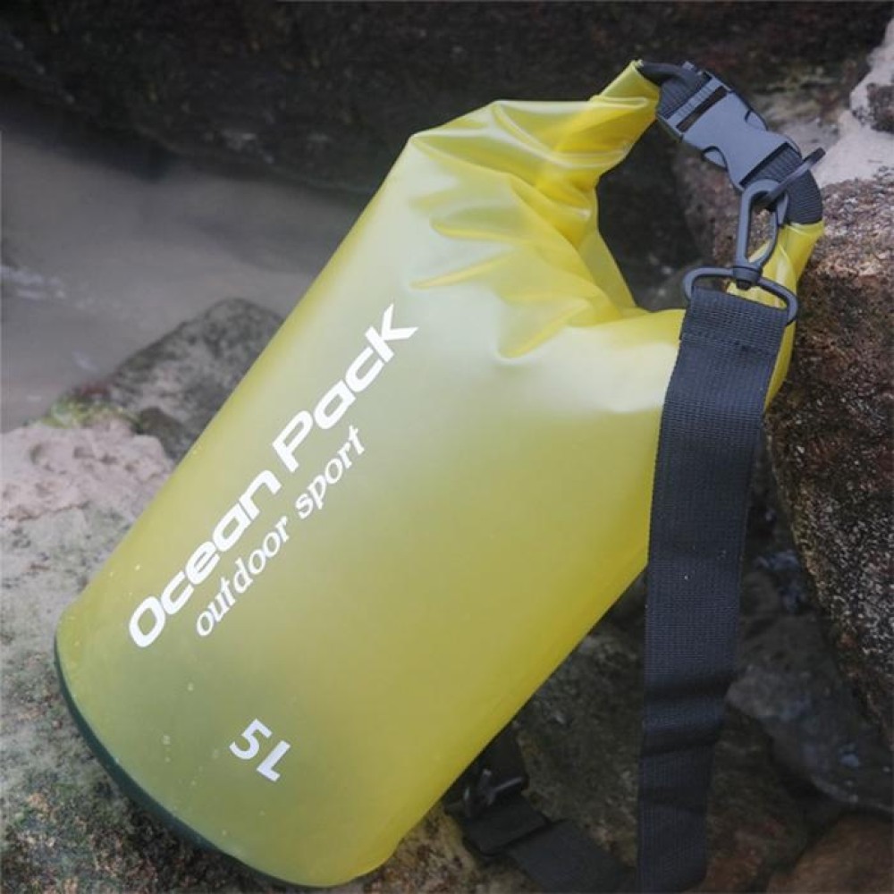 Outdoor Waterproof Single Shoulder Dry Bag Dry Sack PVC Barrel Bag, Capacity: 5L (Yellow)