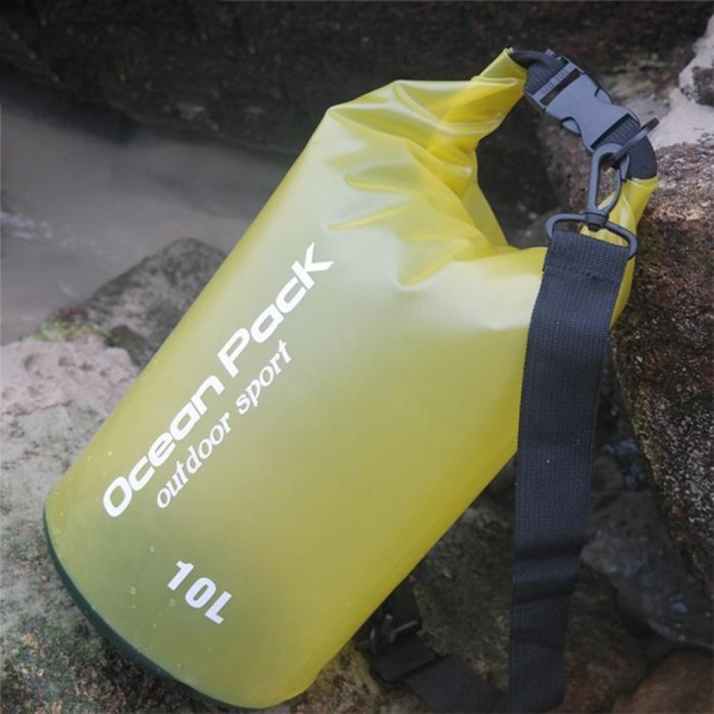 Outdoor Waterproof Single Shoulder Dry Bag Dry Sack PVC Barrel Bag, Capacity: 10L (Yellow)