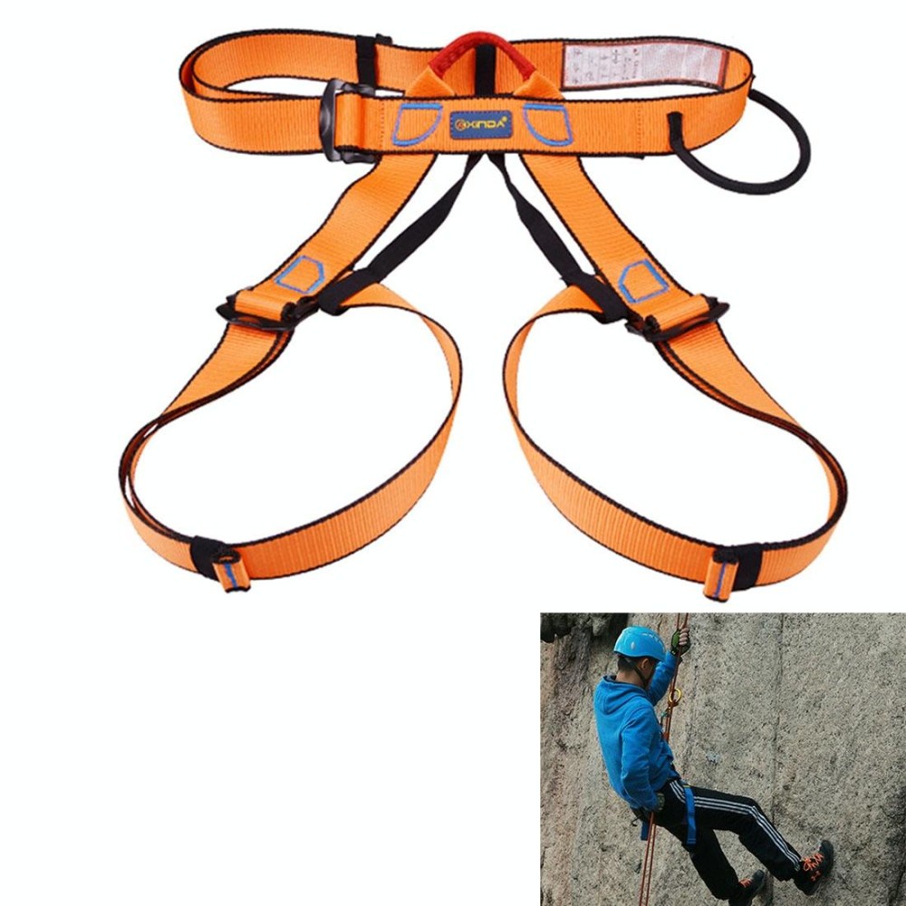 Climbing Harness Safe Seat Belt for Rock High Level Caving Climbing Adjustable Rappelling Equipment Half Body Guard Protect(Orange)