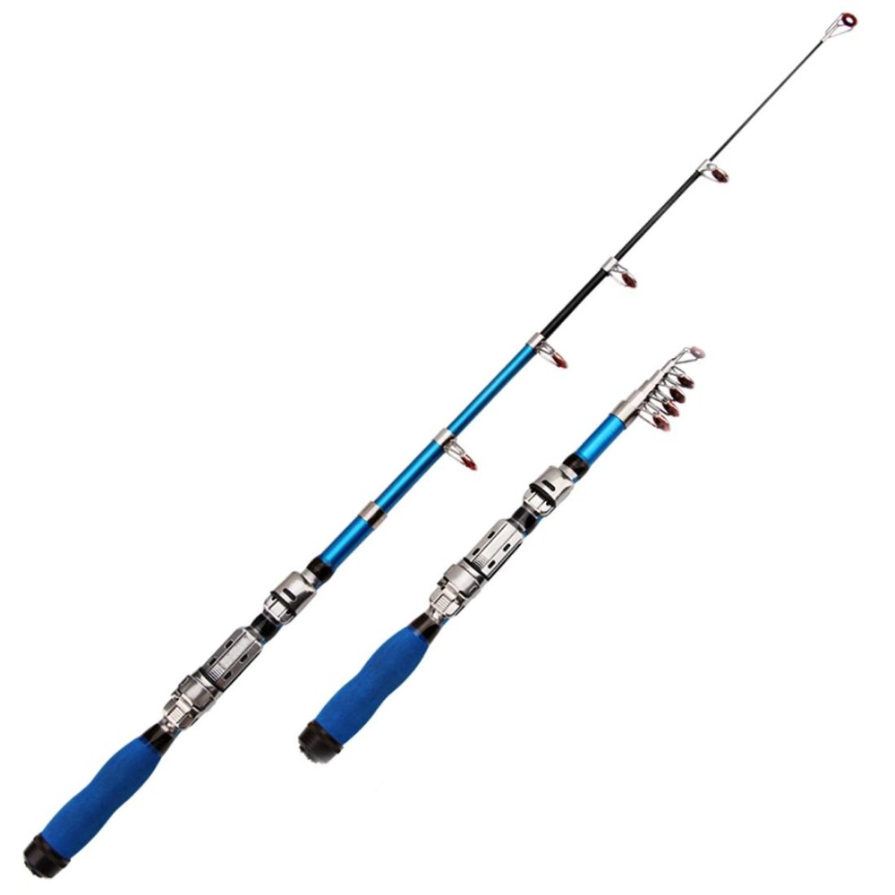 37cm Portable Telescopic Sea Fishing Rod Mini Fishing Pole, Extended Length : 2.3m, Blue Clip Reel Seat