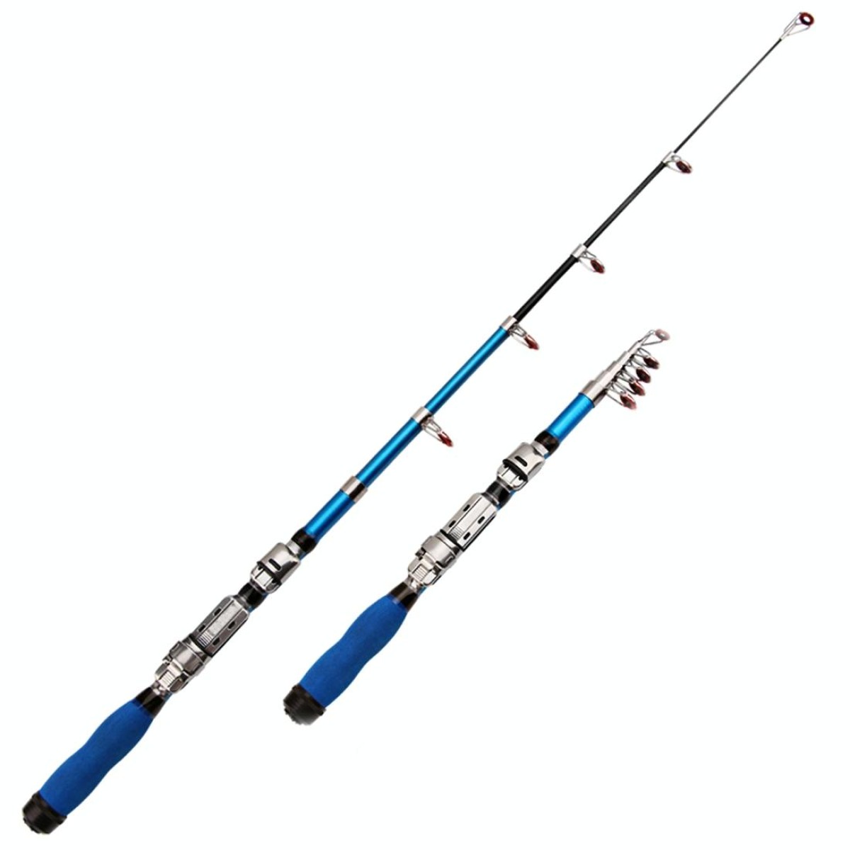 36cm Portable Telescopic Sea Fishing Rod Mini Fishing Pole, Extended Length : 2.1m, Blue Clip Reel Seat