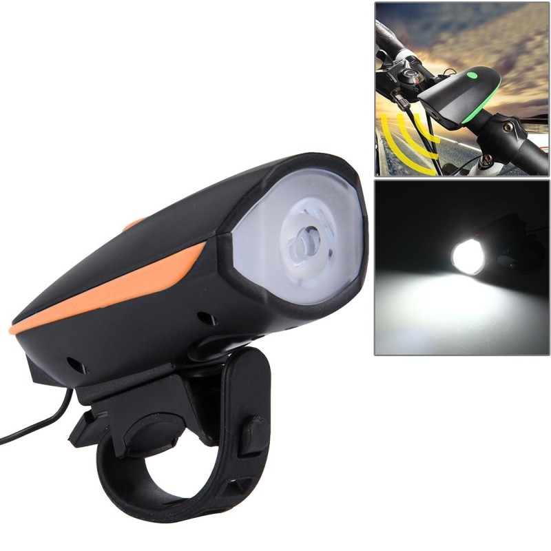 125 / 250LM 3 Modes USB Rechargeable LED Bright Light with Horn & Handlebar Mount(Orange)