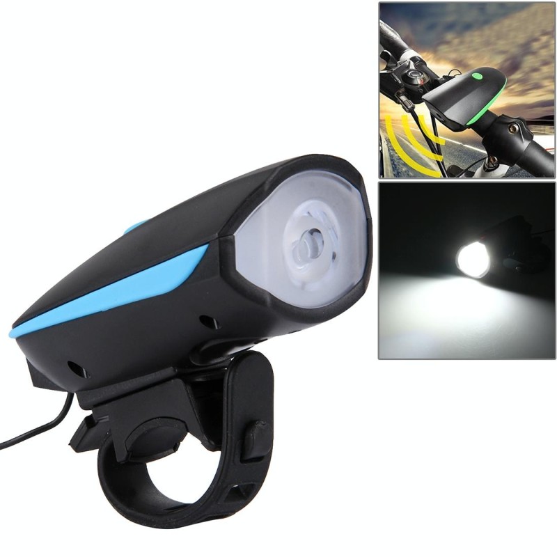 125 / 250LM 3 Modes USB Rechargeable LED Bright Light with Horn & Handlebar Mount(Blue)