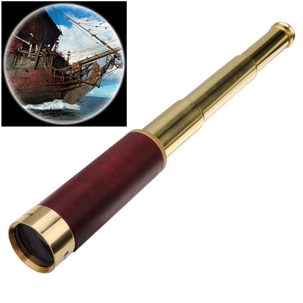 25x30 Portable Pirate Monocular Professional Vision Monocular Telescope with Leather Bag(Gold)