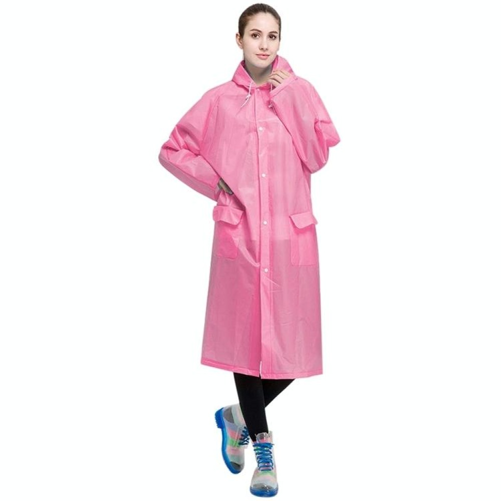Fashion Adult Lightweight EVA Transparent Frosted Raincoat Big Hat With Pocket Size: M(Pink)