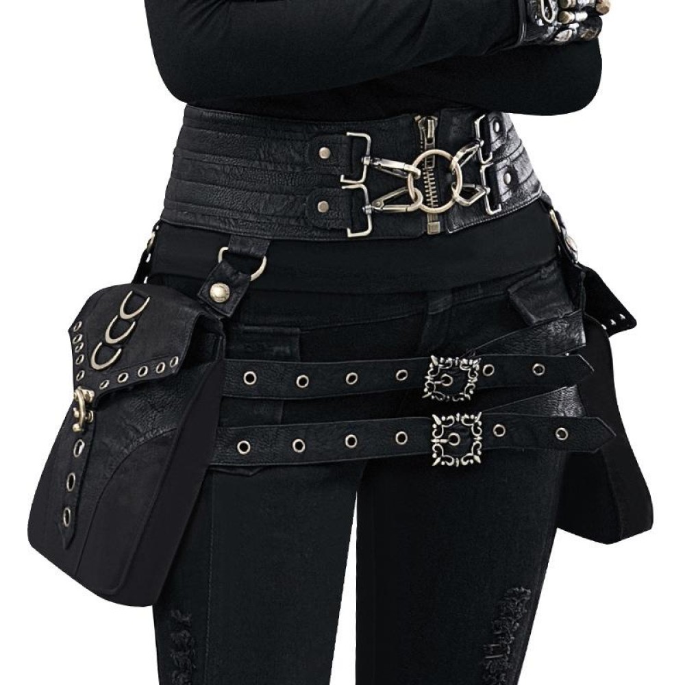 FBG003BK Ladies PU Leather Waist Bag, Size: 23 x 19.5cm, Strap Length: 130cm