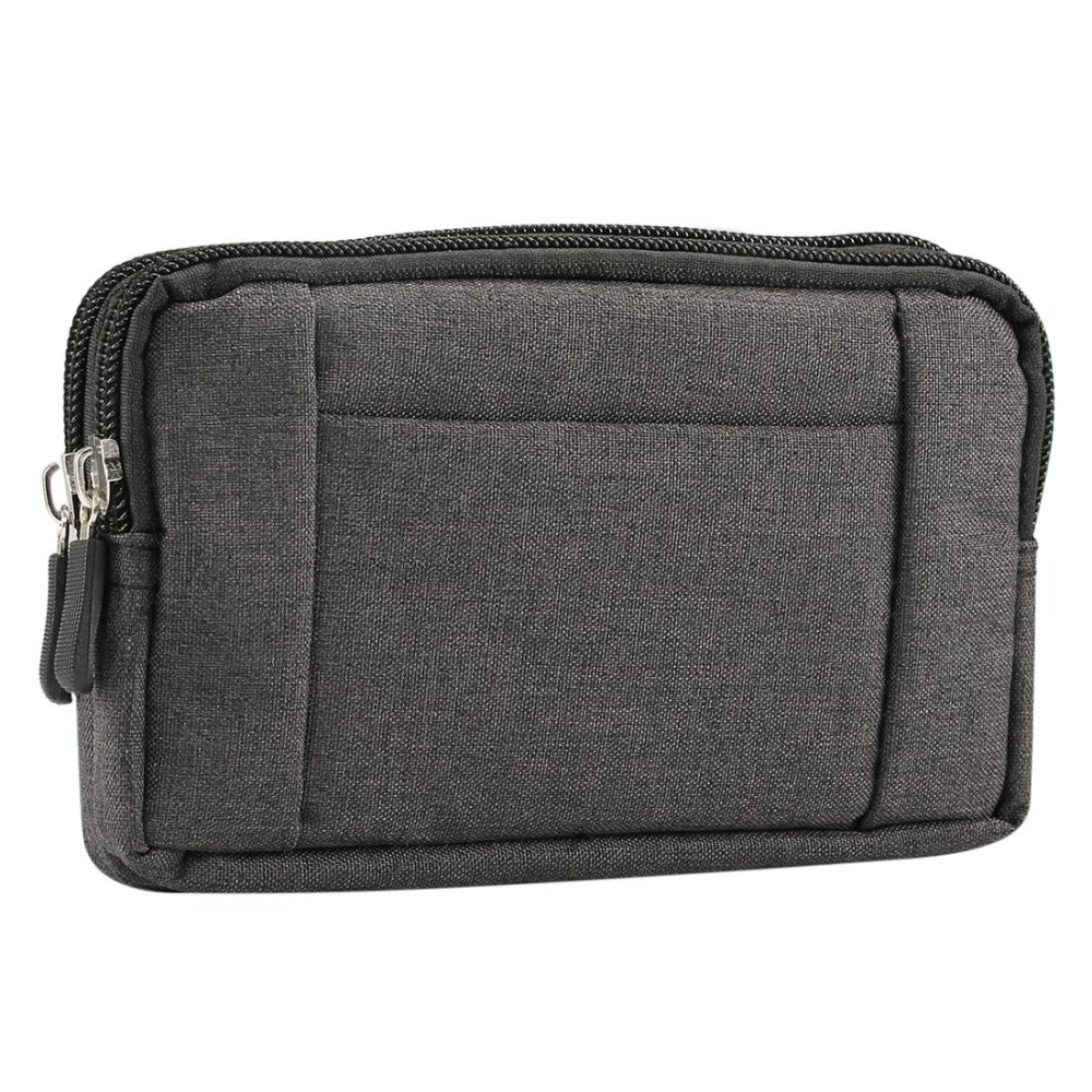 Sports Denim Universal Phone Bag Waist Bag for 5.5~6.3 inch Smartphones, Size: L (Black)