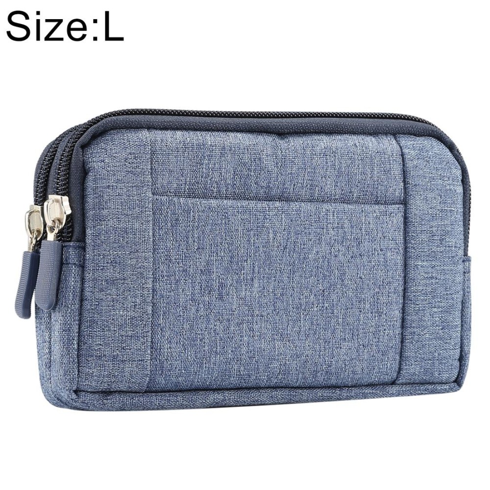 Sports Denim Universal Phone Bag Waist Bag for 5.5~6.3 inch Smartphones, Size: L (Blue)
