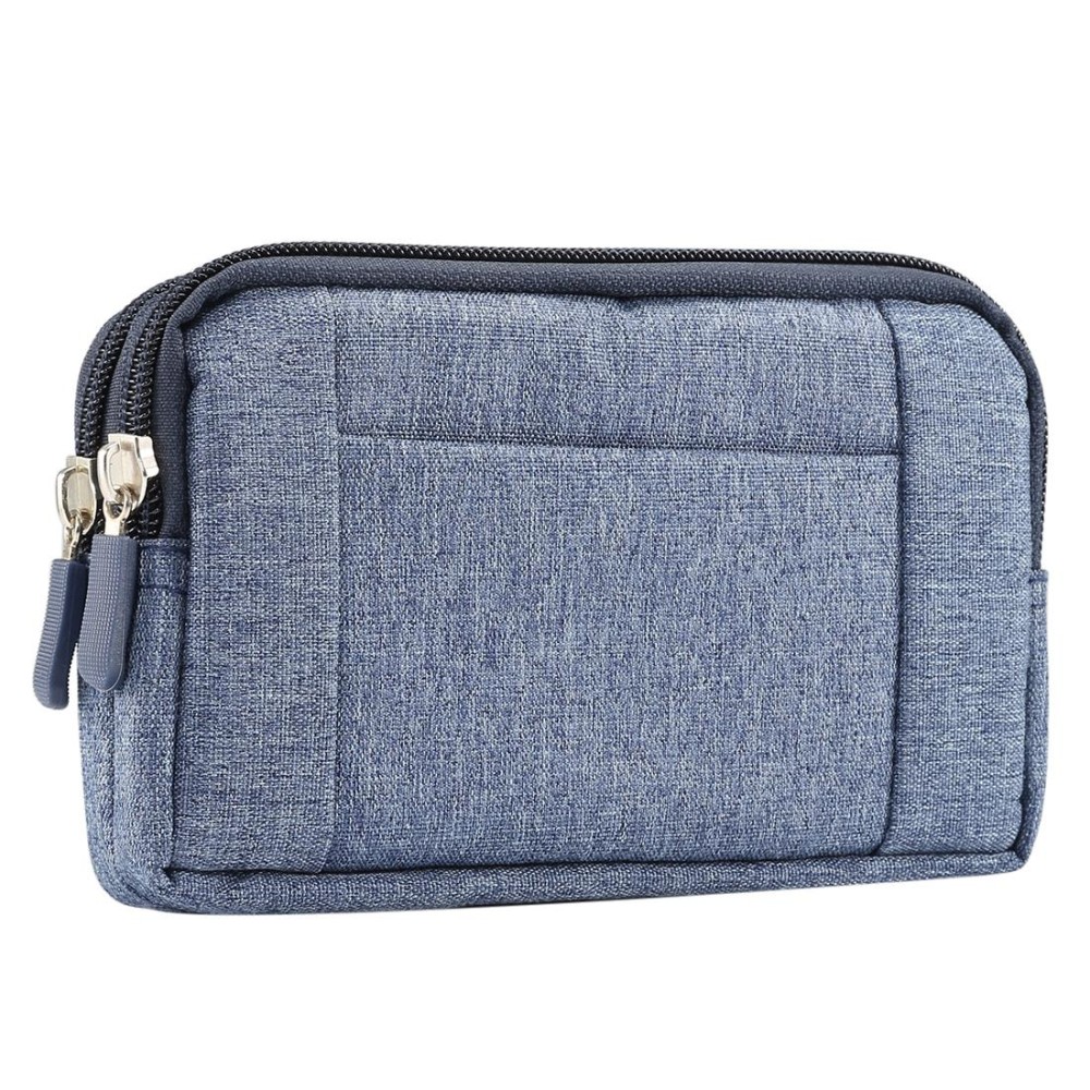 Sports Denim Universal Phone Bag Waist Bag for 5.5~6.3 inch Smartphones, Size: L (Blue)
