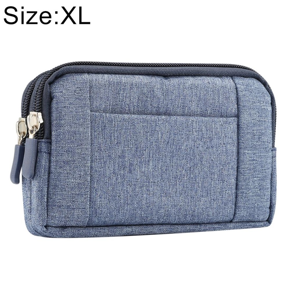 Sports Denim Universal Phone Bag Waist Bag for 6.4~6.5 inch Smartphones, Size: XL (Blue)