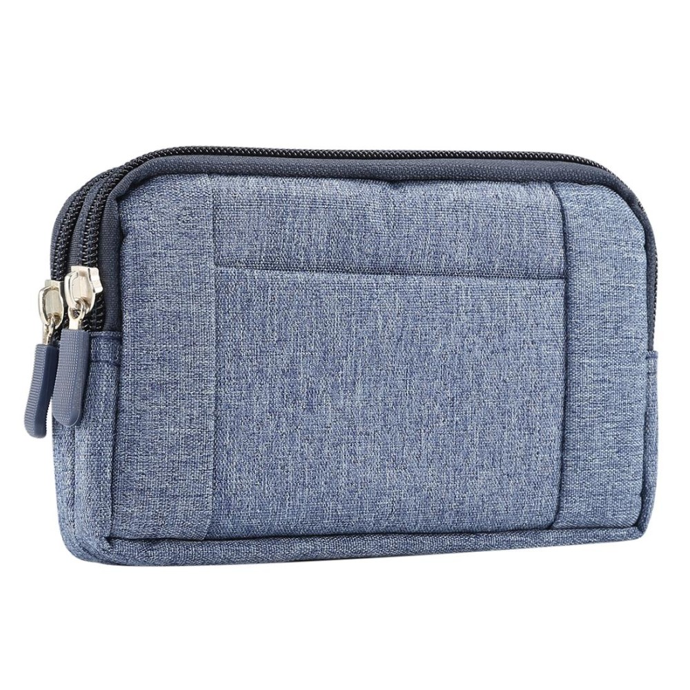 Sports Denim Universal Phone Bag Waist Bag for 6.4~6.5 inch Smartphones, Size: XL (Blue)
