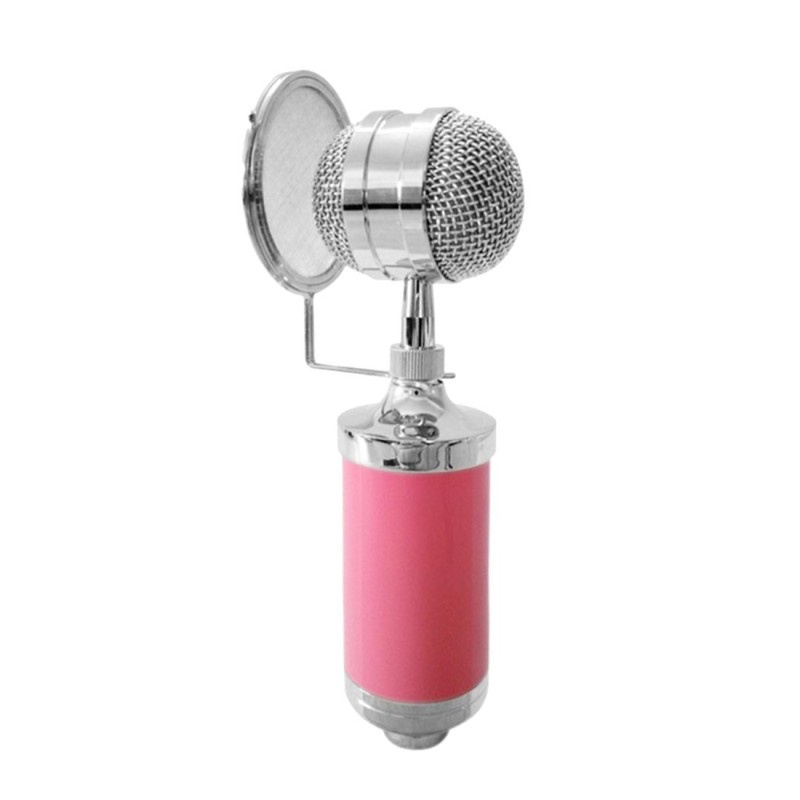 3000 Home KTV Mic Condenser Sound Recording Microphone with Shock Mount & Pop Filter for PC & Laptop, 3.5mm Earphone Port, Cable Length: 2.5m(Pink)