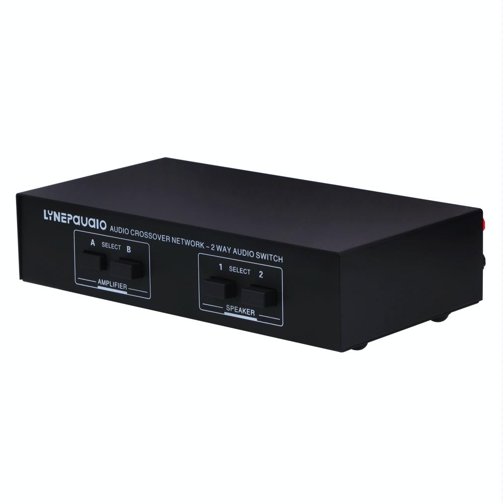 B822 Passive Speaker Switch 2 Channel Power Amplifier Audio Switch Loudspeaker,  2 Input and 2 Output(Black)
