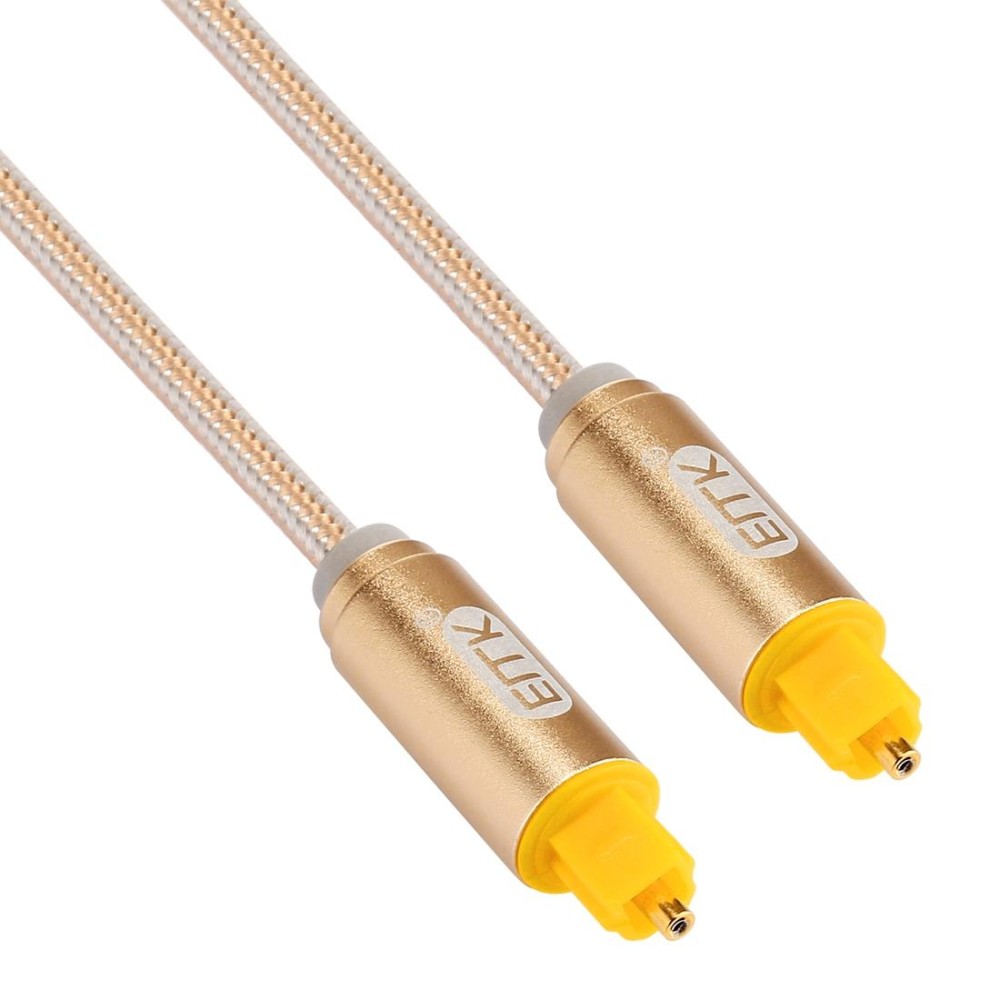 EMK 1m OD4.0mm Gold Plated Metal Head Woven Line Toslink Male to Male Digital Optical Audio Cable(Gold)