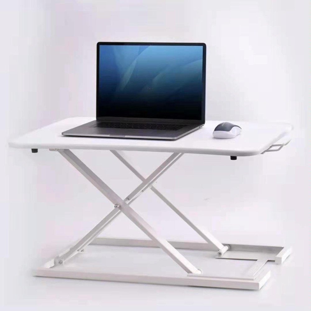 Folding Standing Lifting Computer Desk (White)