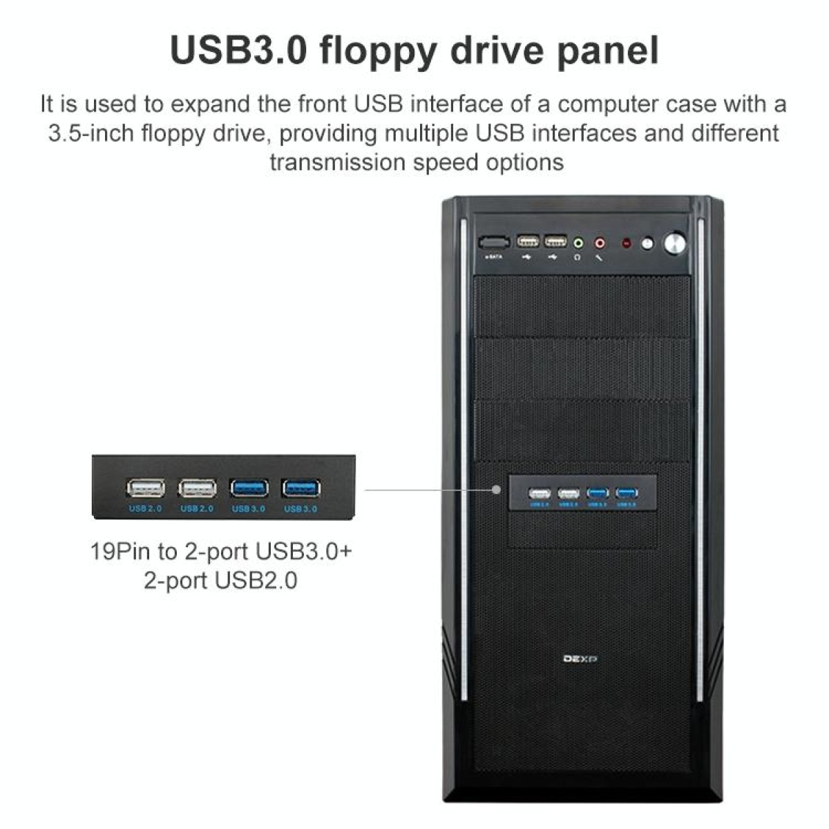 0.6M 2+2 Ports USB 3.0 Front Panel Data Hub