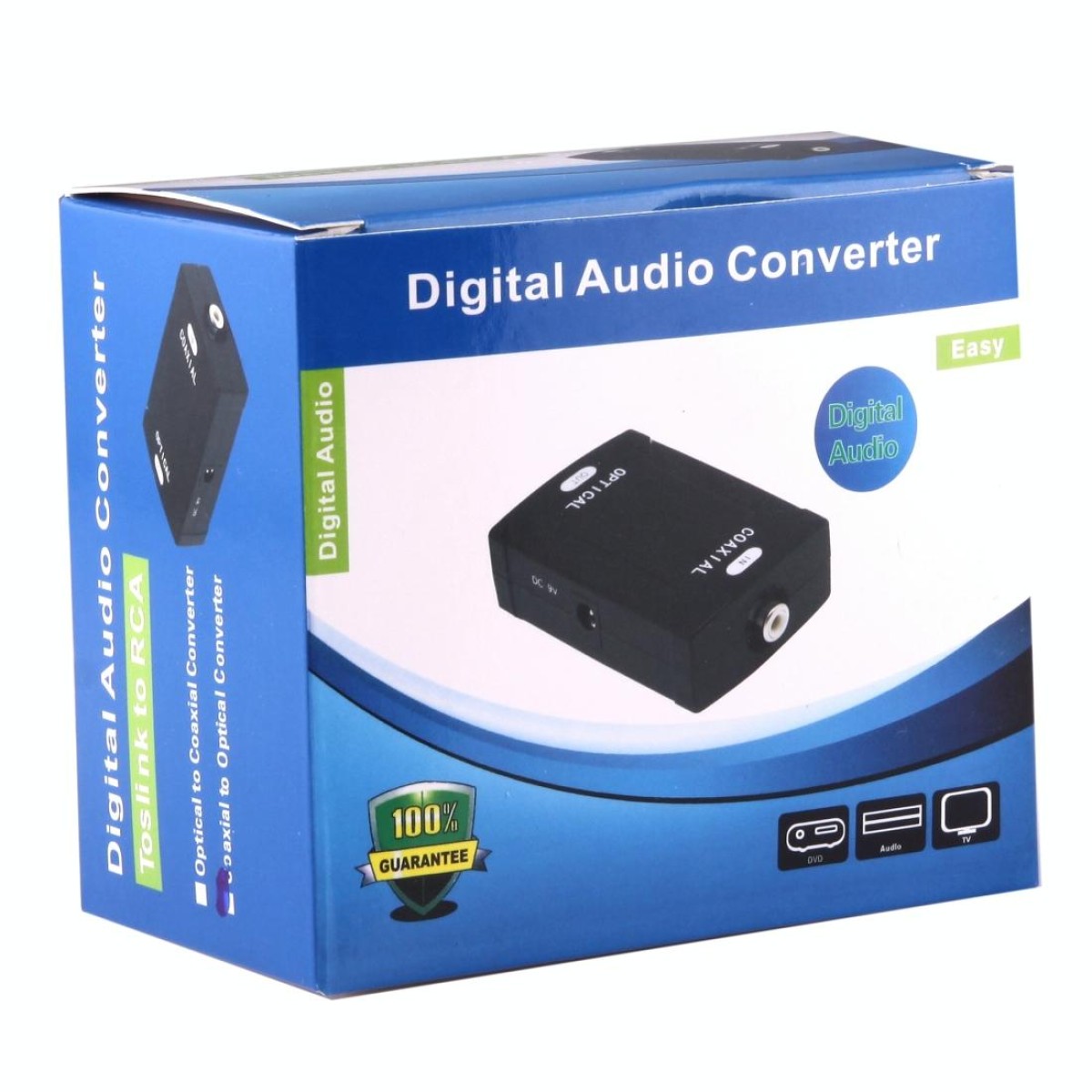 Optical Toslink Input to Coaxial RCA Output Digital Audio Converter Adapter(Black)