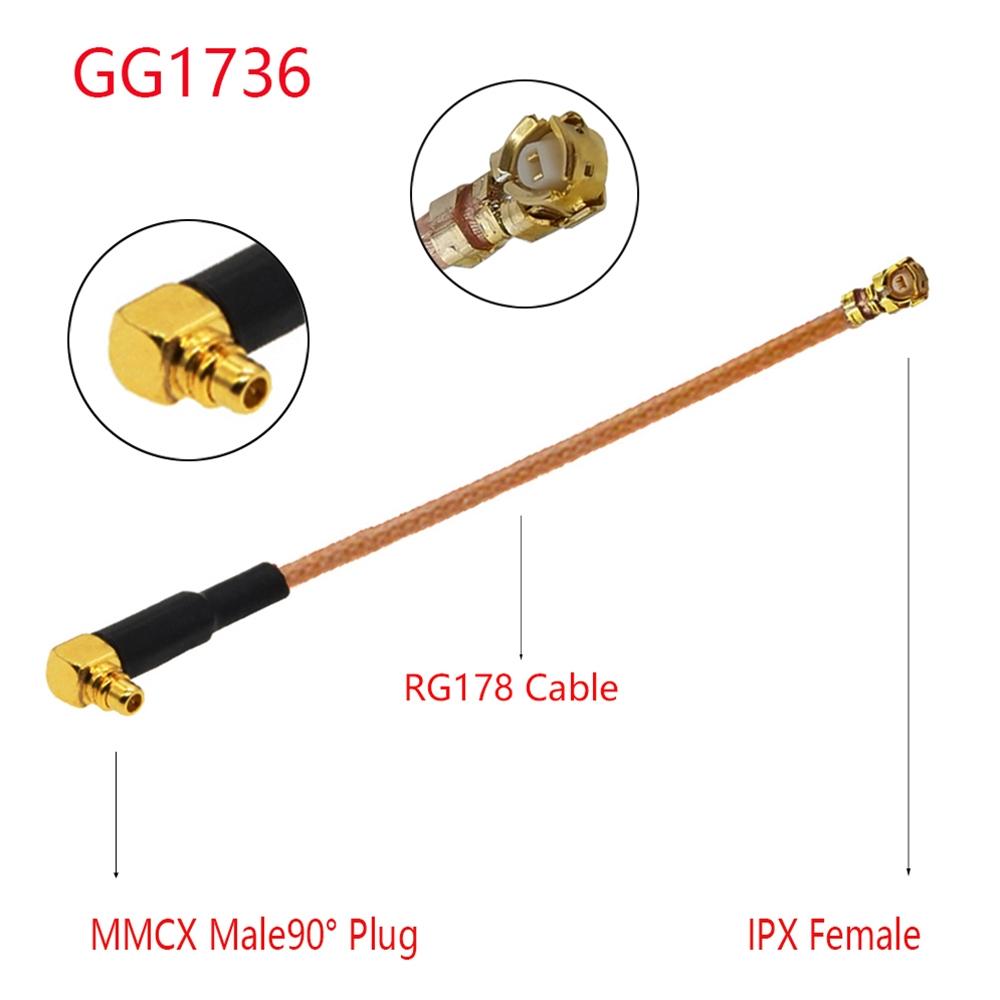 IPX Female to GG1736 MMCX Female Elbow RG178 Adapter Cable, Length: 15cm