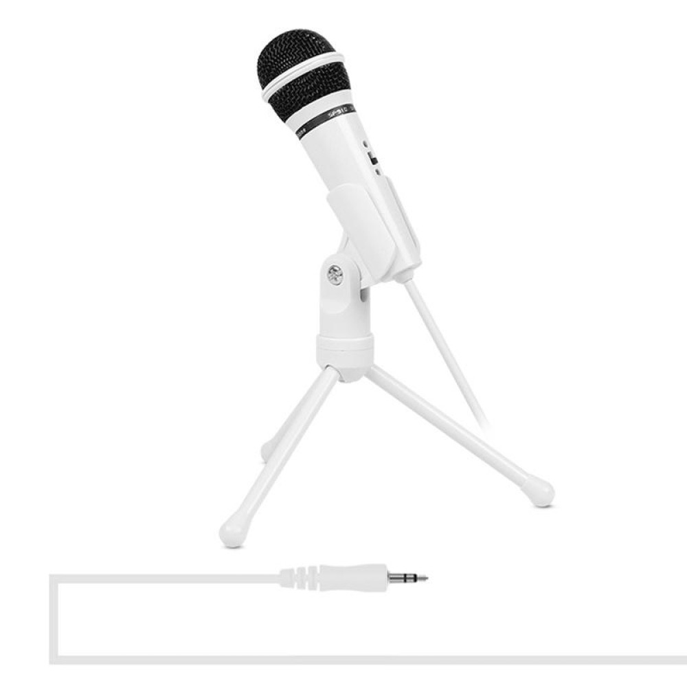 Yanmai SF-910 Professional Condenser Sound Recording Microphone with Tripod Holder, Cable Length: 2.0m, Compatible with PC and Mac for Live Broadcast Show, KTV, etc.(White)
