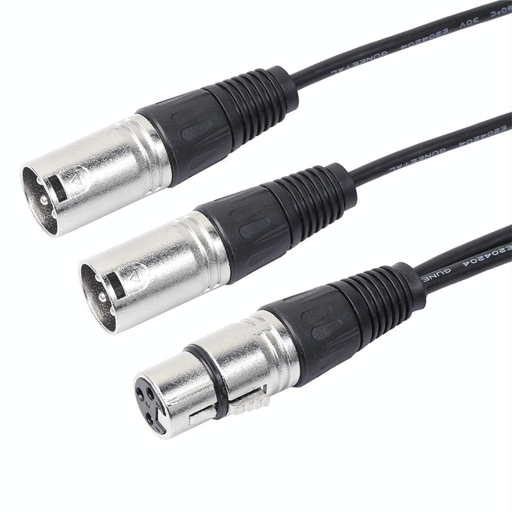 30cm 3 Pin XLR CANNON 1 Female to 2 Male Audio Connector Adapter Cable for Microphone / Audio Equipment
