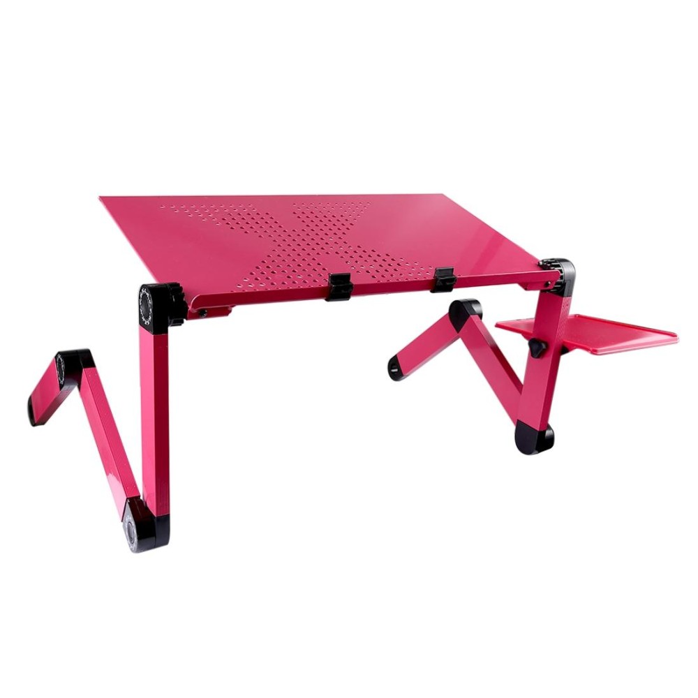 Portable 360 Degree Adjustable Foldable Aluminium Alloy Desk Stand with Cool Fans & Mouse Pad for Laptop / Notebook (Magenta)