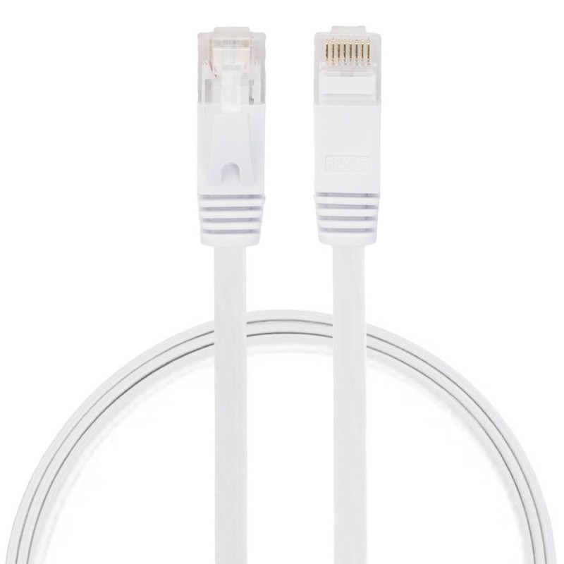 0.5m CAT6 Ultra-thin Flat Ethernet Network LAN Cable, Patch Lead RJ45 (White)