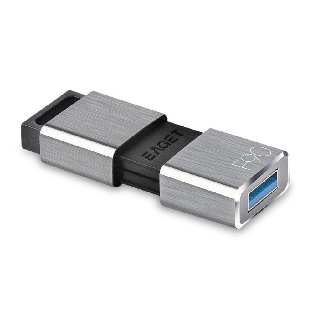 EAGET F90 128GB High-speed USB 3.0 Push-pull Zinc Alloy U Disk (Silver Grey)