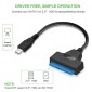 USB-C / Type-C 3.1 Male to SATA (15 Pin + 7 Pin) HDD Data Converter Cable, Length: 20cm