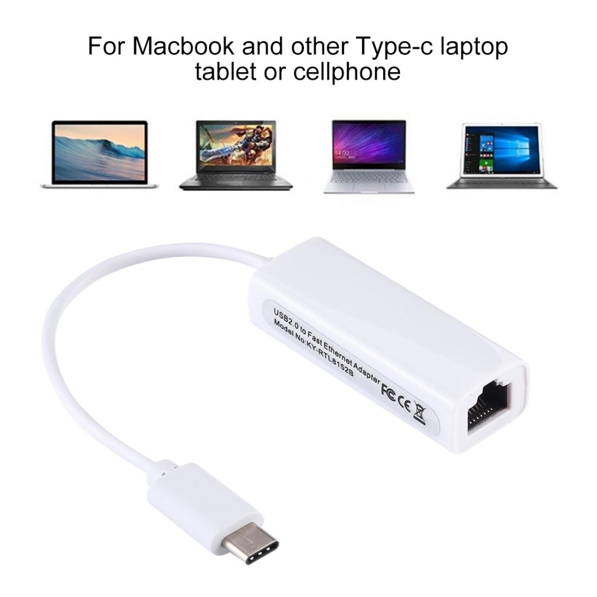 KY-RTL8152B USB-C / Type-C 10 / 100 Mbps Ethernet Adapter Network Card