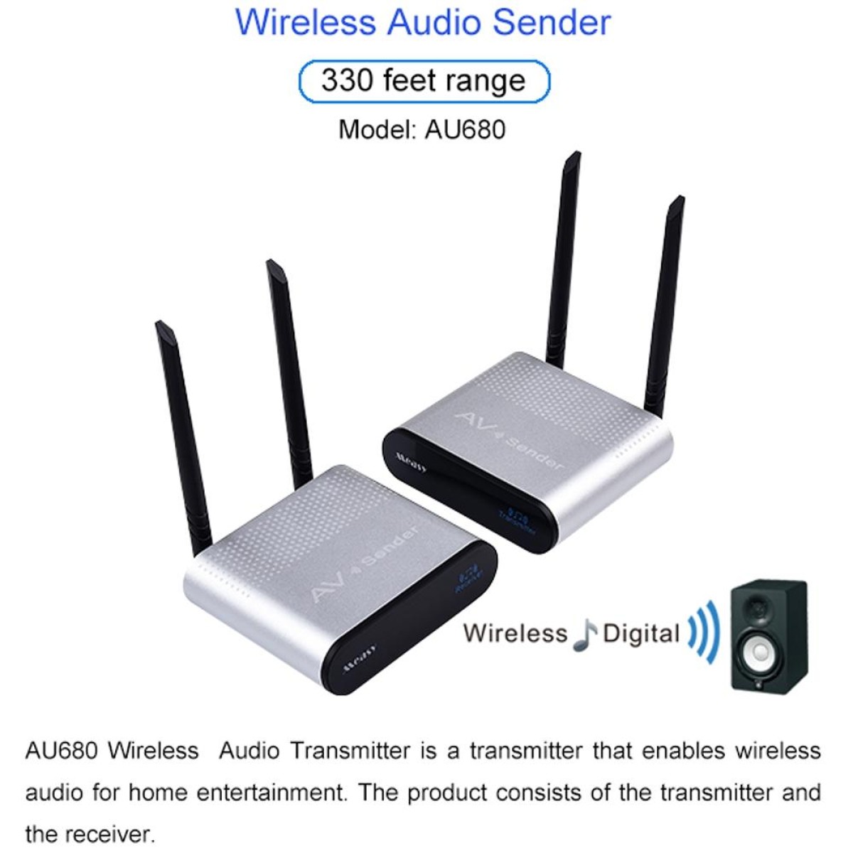 Measy AU680 Wireless Audio Speaker Transmission Box, Transmitter & Receiver, Transmission Distance: 100m