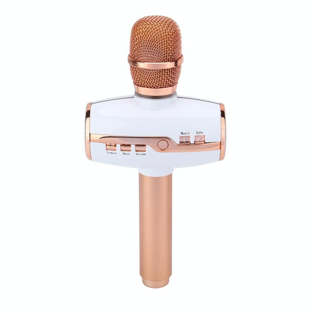 H9 High Sound Quality Handheld KTV Karaoke Recording Colorful RGB Neon Lights Bluetooth Wireless Condenser Microphone, For Notebook, PC, Speaker, Headphone, iPad, iPhone, Galaxy, Huawei, Xiaomi, LG, HTC and Other Smart Phones(Rose Gold)