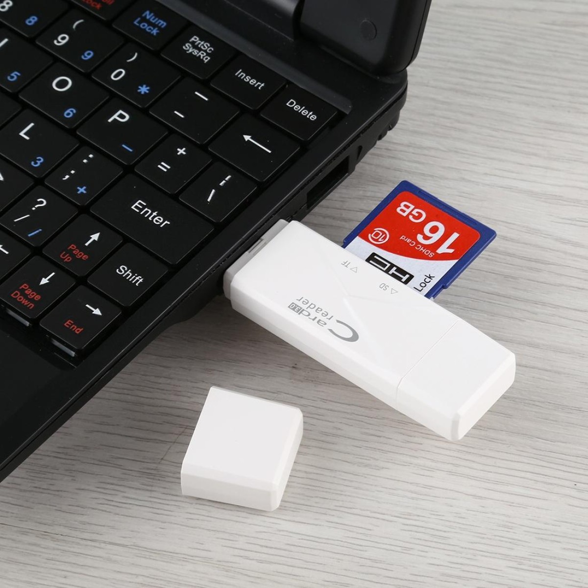 USB-C / Type-C + SD + TF + Micro USB to USB 3.0 Card Reader (White)