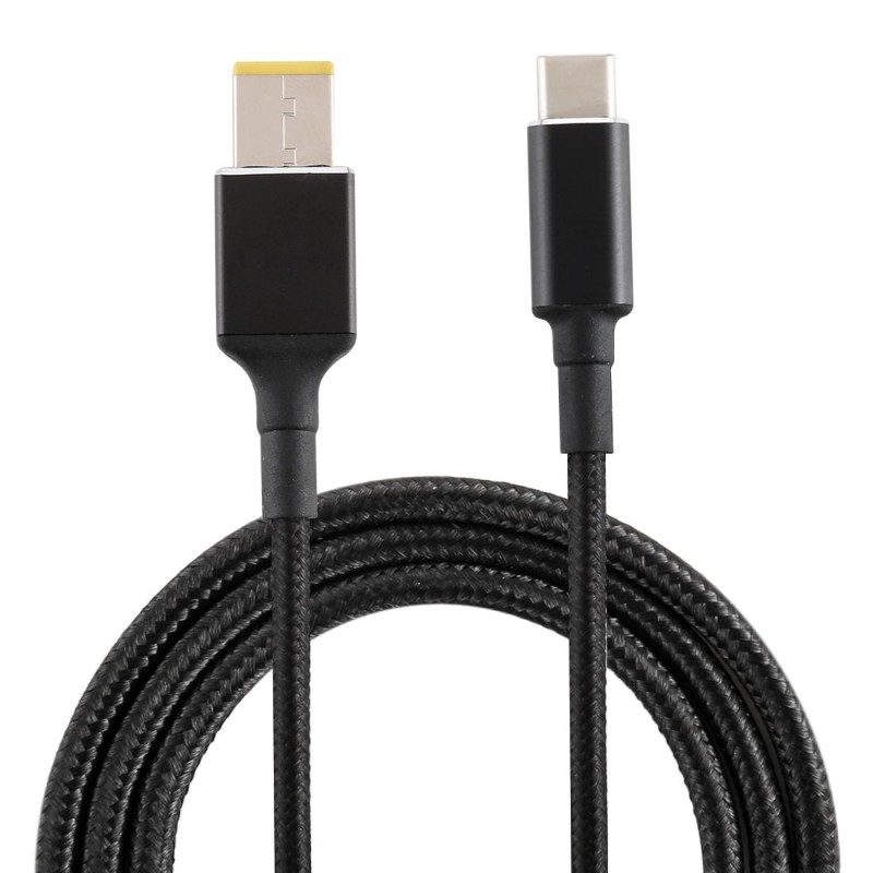 100W Big Square Male to USB-C / Type-C Male Nylon Weave Power Charge Cable for Lenovo, Cable Length: 1.7m