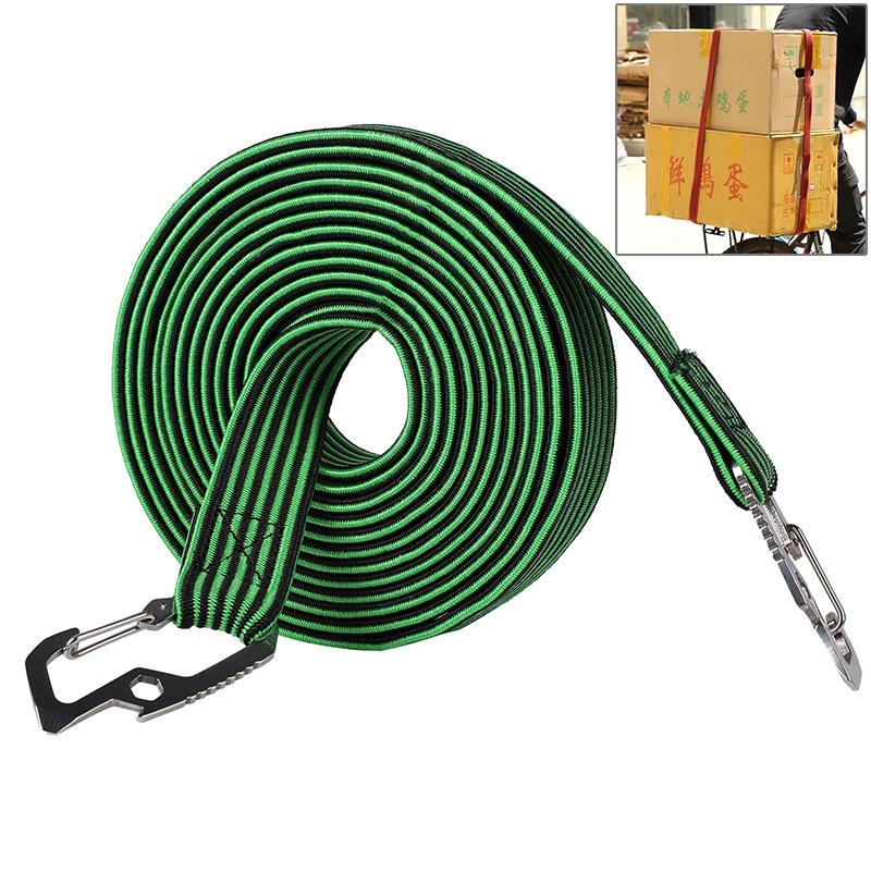 2m Elastic Strapping Rope Packing Tape for Bicycle Motorcycle Back Seat with Hook (Green)
