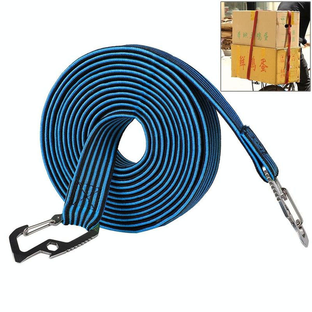 2m Elastic Strapping Rope Packing Tape for Bicycle Motorcycle Back Seat with Hook (Blue)