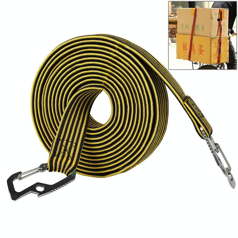 2m Elastic Strapping Rope Packing Tape for Bicycle Motorcycle Back Seat with Hook (Yellow)