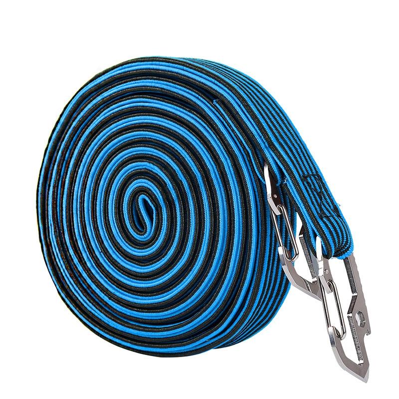 4m Elastic Strapping Rope Packing Tape for Bicycle Motorcycle Back Seat with Hook (Blue)