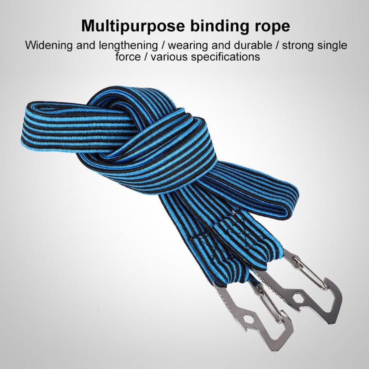 4m Elastic Strapping Rope Packing Tape for Bicycle Motorcycle Back Seat with Hook (Blue)