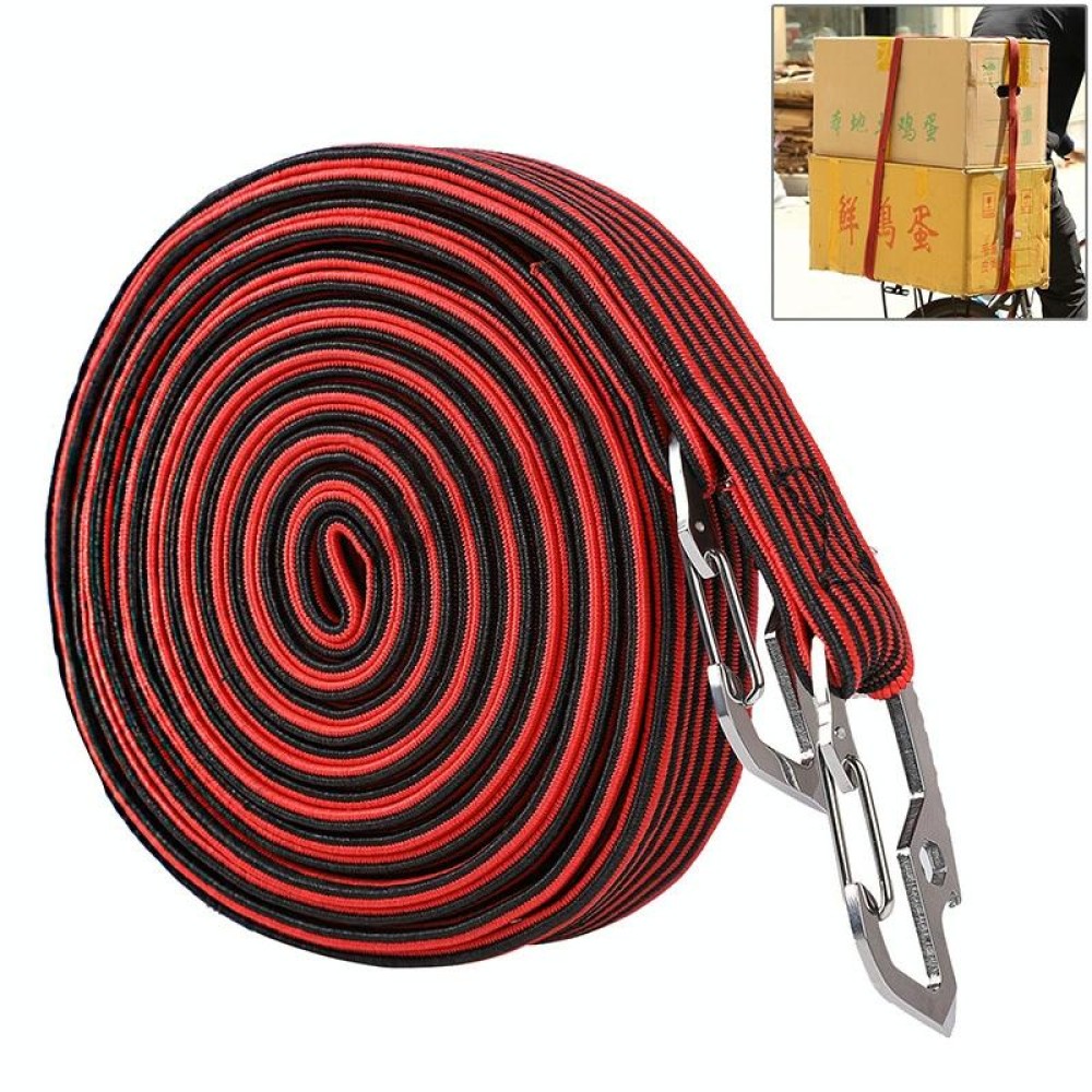 4m Elastic Strapping Rope Packing Tape for Bicycle Motorcycle Back Seat with Hook (Red)