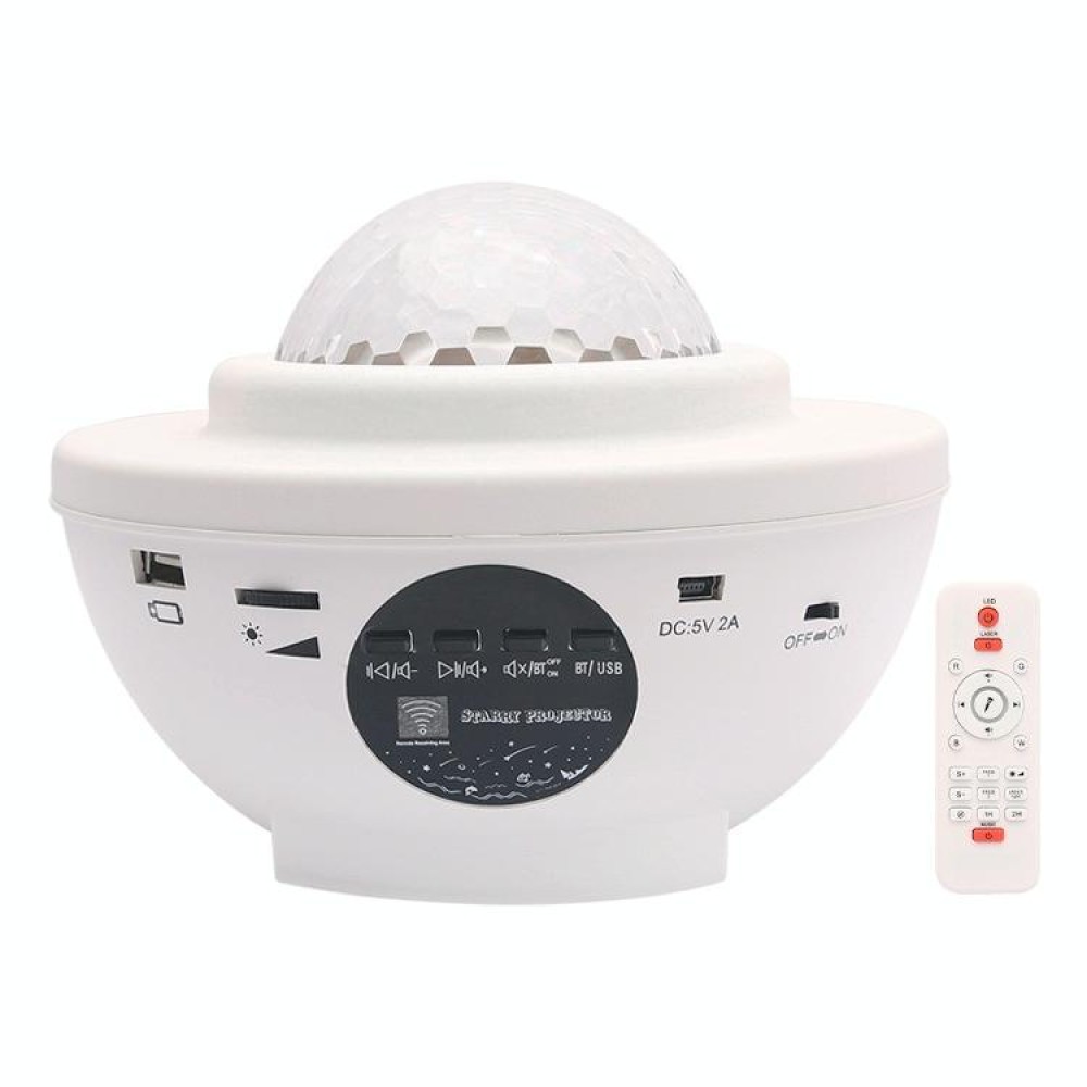 8W USB Charging Music Starry Sky Water Texture Light Atmosphere Lamp with Remote Control (White)