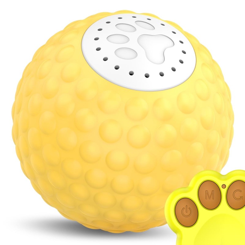 C1 5cm Intelligent Auto Pet Toy Cat Training Luminous Ball, No Remote Control (Yellow)
